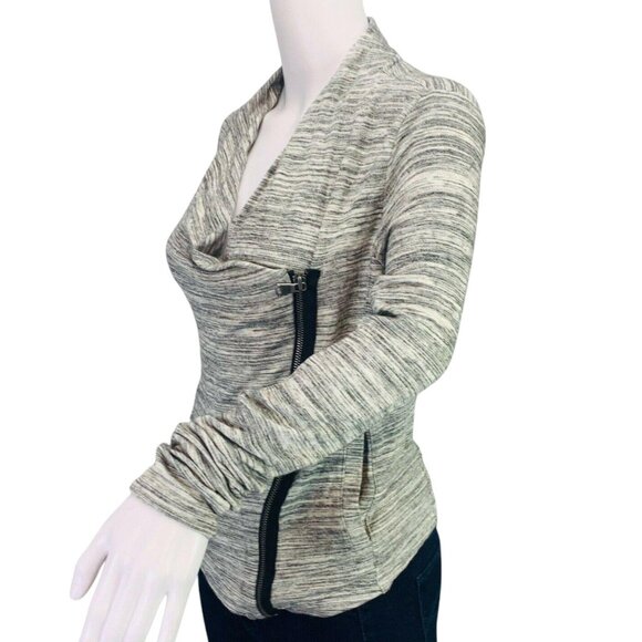 Loft | Lou & Grey Womens Asymmetric Zip Cardigan Melange Stretch Gray Size XS - Picture 7 of 13